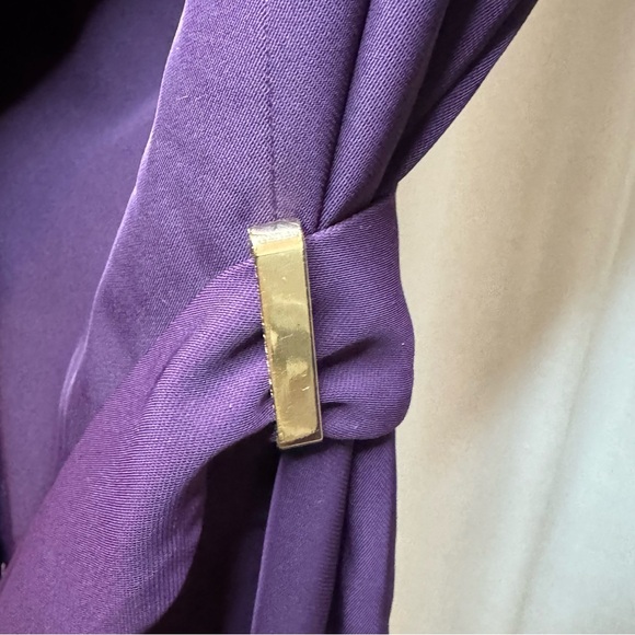 Calvin Klein Classic Purple Belted Blazer Wrap Jacket Size 12 with Gold Hardware - Picture 4 of 10
